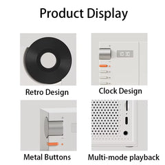 Time Vinyl Record Player Retro Bluetooth Stereo Speakers Small Wireless Clock High Quality Home CD Player