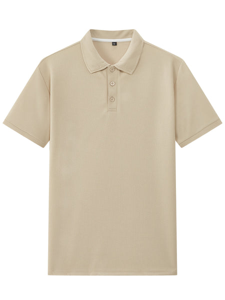 Men's Waffle Casual Suit Top Short Sleeve Turnover Collar Shirt Bottom Leisure Pants Comfortable and Clean Suitable for Spring and Summer Wear