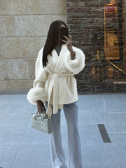 New Autumn/Winter Sophisticated Style Tie-Strap Coat for Women, Elegant and High-End, Overcoat