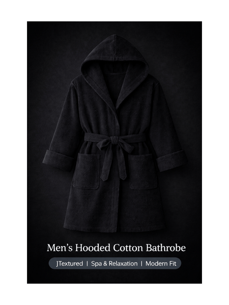 Men'S Hooded Cotton Bathrobe – Ultra Soft Terry Cloth Spa Robe with Adjustable Belt & Deep Pockets – Knee Length Luxury Home & Hotel Dressing Gown