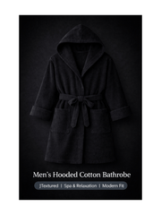 Men'S Hooded Cotton Bathrobe – Ultra Soft Terry Cloth Spa Robe with Adjustable Belt & Deep Pockets – Knee Length Luxury Home & Hotel Dressing Gown