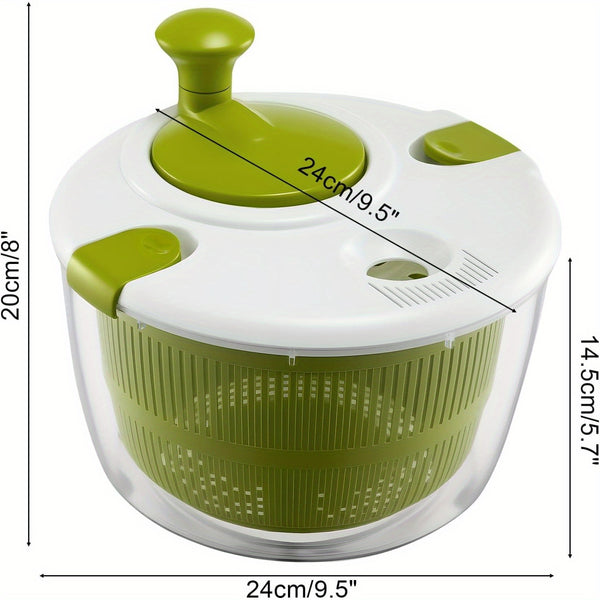 Salad Spinner 3.5 Litre Plastic Lettuce Dryer Vegetable Washer with Non-Slip Base, Dual Function Serving Bowl Strainer Easy One Hand Operation for Healthy Eating