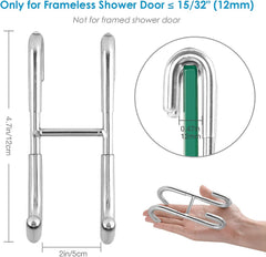 Simtive Shower Door Hooks (3-Pack), over Door Hooks for Bathroom Frameless Glass Shower Door, Towel Hooks, Shower Squeegee Hooks, Silver
