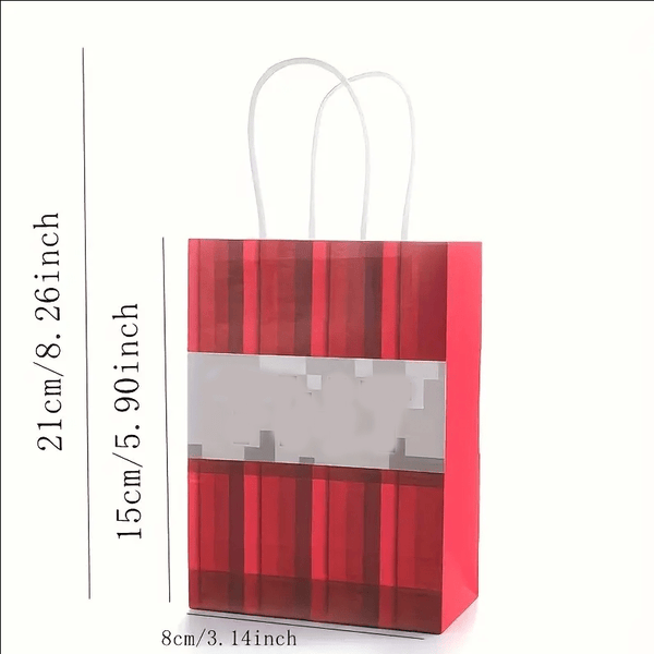 20Pcs Pixel Style Miner Craft Gift Pouches + Stickers Christmas Pixel Gift Pouches Colorful Gift Wrapping Bags Tote Paper Bags Last Minute Halloween Present BagsPixel Style Miner Craft Party Supplies