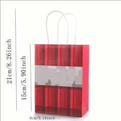 20Pcs Pixel Style Miner Craft Gift Pouches + Stickers Christmas Pixel Gift Pouches Colorful Gift Wrapping Bags Tote Paper Bags Last Minute Halloween Present BagsPixel Style Miner Craft Party Supplies