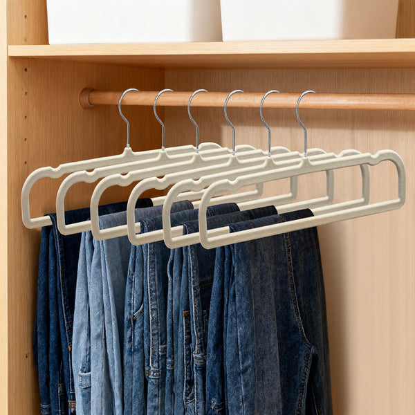 2025 Flocked Pants Hangers 20-Pack - Non-Slip Velvet Hangers for Trousers, Slacks & Skirts, Space-Saving Closet Organizers with Non-Slip Clips, Wardrobe Storage Solution for Home & Dorm
