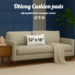 Oblong Cushion Pads Rectangular Shape Deep Fill Inner Insert Hollowfiber Cushions