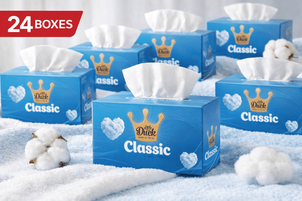 Little Duck Classic: Luxury Facial Tissue - 24 Box Bulk Case Pure 2-Ply Softness | Made in the UK | 90 Sheets per Box