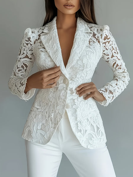 Elegant Semi-Sheer Spring And Summer Blazer with Lining for Women