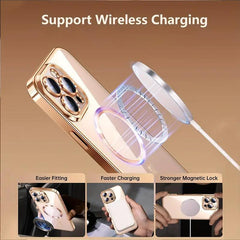 Magnetic Phone Casefor iPhone 12, 12 Pro, 12 Pro Max Titanium Metallic Color Luxury Phone Case Support Wireless Charging with Lens Protector Shockproof Clear Cover