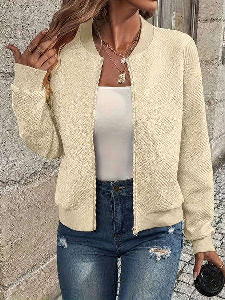 Solid Color Casual Zip-Up Cardigan Jacket