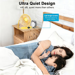 Mini Portable USB Fan Desktop Fan Rechargeable, Ultra-Quiet 5-Speed Adjustment Foldable 180 Degree Adjustable with LED Display for Office, Home, Outdoor, Camping And Travel