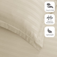 Premium Hotel Quality Satin Stripe Duvet Cover Set Double with Pillowcases | Reversible Soft Quilt Bedding | Easy Care Breathable Luxury Quilt Cover