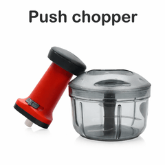 SUL Manual Food Chopper, Hand Pull/Push Chopper with Removable Blades and Non-Slip Base Food Chopper for Kitchen to Chop Fruits,Vegetables, Salad (Push Chopper (Red) 600ml)