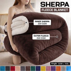 1pc Luxurious Double-Sided Sherpa Throw Blanket – Soft, Warm & Cozy Contemporary Blanket, Machine Washable, Perfect for Couch, Bed, Office & Travel, Ideal Gift