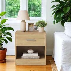 Bedside Table, Side Table with Drawer, Handle, Open Compartment,Easy Assembly, Perfect for Living Room or Bedroom