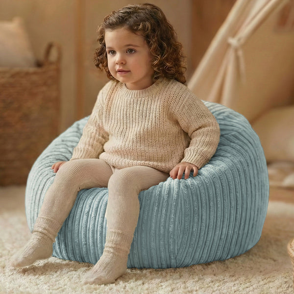 Corduroy Kids Bean Bag Chair with Filling Included - Lightweight Comfortable Beanbag Seat - Machine Washable Childrens Beanbag Furniture for Girls & Boys - 67 x 52cm
