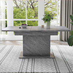 Extendable dining table, dining table with storage, rectangular dining table, coffee leisure table, modern simple iron dining table, space-saving multifunctional dining table, grey