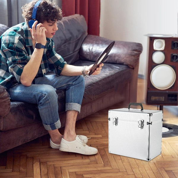 Vinyl Record Storage 12, LP Case Album Collection DJ Carry Storage Cases Lockable Box LP Case Vinyl Record Storage Carry Box Holds up to 50pcs Albums Record Collection Chest