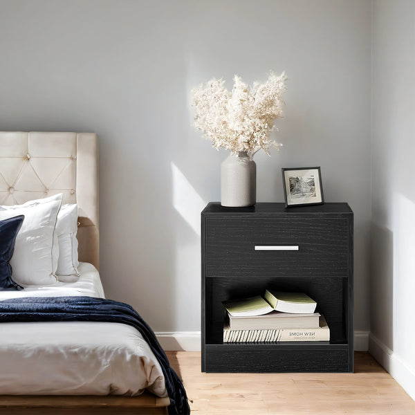 Bedside Table, Side Table with Drawer, Handle, Open Compartment,Easy Assembly, Perfect for Living Room or Bedroom