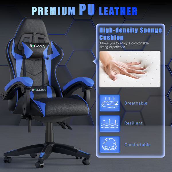 GartistGo Ergonomic Gaming Chair - Gamer Chairs with Lumbar Cushion + Headrest, Height-Adjustable Office & Computer Chair for Adults, Girls, Boys (Without footrest)