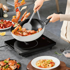 Midea 2000W Single Induction Cooker, Ultra-thin Portable Induction Hob with Fashion Look, 8 Power Levels & 5 Cooking Programs Adjustable, Black Glass Ceramic, LED Touch Display, 3-hour Timer, Safety Lock, Easy to Clean