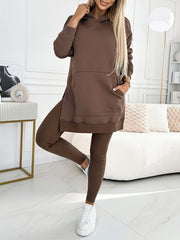 Elegant Women'S Autumn And Winter Pullover Hoodie with Long Sleeves And a Pair of Fitted Leggings, a Beautiful Two-Piece Set