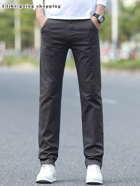 [Tongtongbang Selection OBM] 2pcs Set of Stretch Men'S Chino Pants, Light Business Semi-Formal Casual Straight Trousers