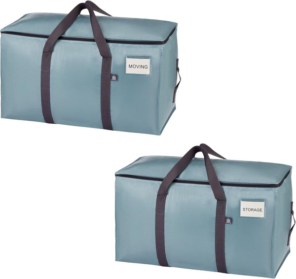 VENO 8 Pack Extra Large Moving Storage Bags with Zips, Heavy-Duty Organizer Tote, Moving Box Alternative, Packing Supply, Clothes Storage Bin, Tag Pocket for Label, Water-Resistant (Clear, 8 Pack)