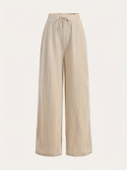 2pcs Women's Wide-Leg Pants with Elastic High Waist Loose Fit Straight Leg + Step