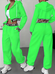 Women'S Autumn And Winter Fashion Two-Piece Set, Featuring a Loose Zip-Up Hoodie And Matching Sweatpants