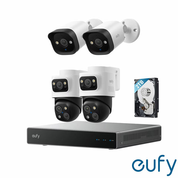 Eufy S4 NVR Security System with 2 X POE Cam S4 Bullet-Ptz Cam & 2 X POE Cam E40 Bullet Cam