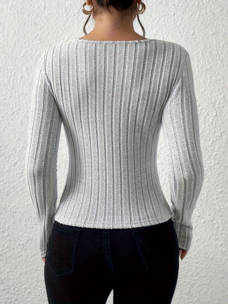 Women'S Elegant Long Sleeve Blouse - Slim Fit Crew Neck Top with Lace-like Mesh Panel, Chic Office to Party Shirt for Fall, Non-See-Through Formal & Everyday Outfits - Women'S Clothing, Ladies Shirts And Tops, Casual Wear, Sophisticated Casual, Nontranspa