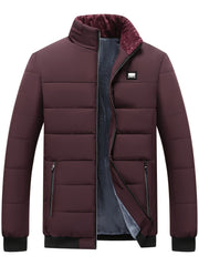 Men's Casual Collar Fashion Coat Men's New Young and Middle-aged Autumn and Winter Plus Velvet Padded Warm -padded Jacket.