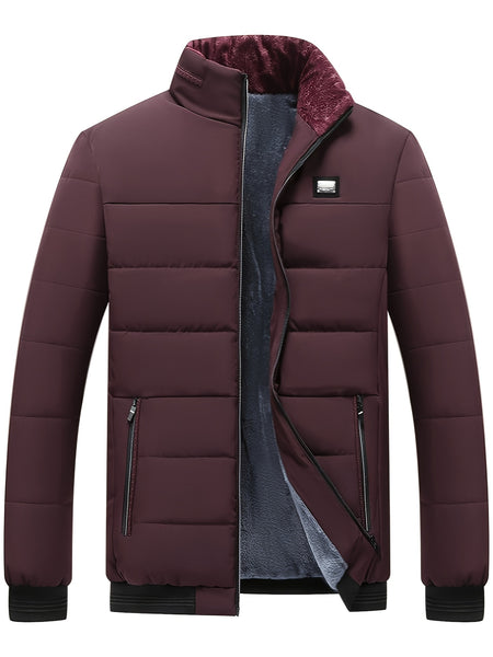 Men's Casual Collar Fashion Coat Men's New Young and Middle-aged Autumn and Winter Plus Velvet Padded Warm -padded Jacket.