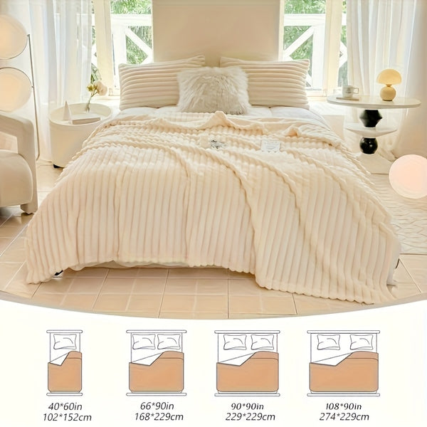1pc Thickened Blanket Soft And Comfortable Faux Rabbit Hair Reversible Blanket Thermal Fleece Blanket Nap Blanket Air Conditioning Blanket Office Outdoor Camping Gift Blanket Perfect For All Seasons