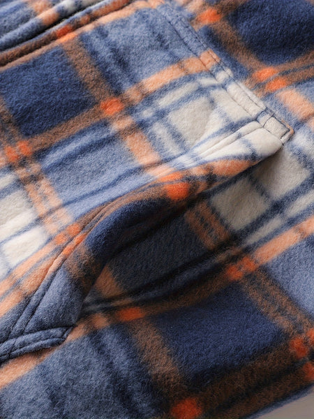 Men's Heavyweight -Lined Hooded Jacket - Full-Zip Plaid Thickened Shirt with Pockets and Adjustable Drawstring, Comfortable and Warm for Autumn and Winter