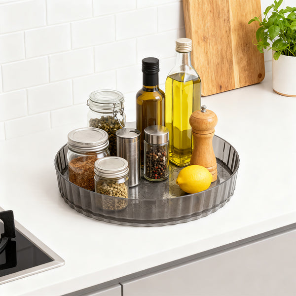 Non-Slip Rotating Storage Rack 1 Pack, Lazy Susan Organizer for Kitchen Spice Rack and Cosmetic Storage, Multi-functional Design for Cupboard Bedroom Bathroom Living Room Use, Complete Worktop Organizer Solution