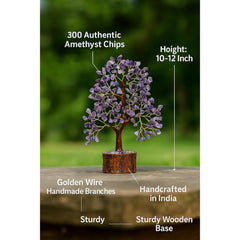 Amethyst Crystal Tree of Life – Natural Crystal Figurines, Crystals and Gemstones Trees Decor for Home Office Desk, Spiritual Feng Shui Ornament, Meditation Reiki Crystal Gift for Women and Men, Living Room Ornament, Gift Box Included with Mini Crystal Gu