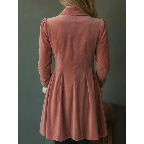 2026 Women'S Autumn Winter Long Sleeve Solid Color Patchwork Lace Golden Velvet Jacket European American Style