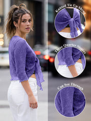 Love My Fashions Women’s Fish Net Knitted Tie Up Bolero Shrug Top Ladies 3/4 Sleeve One Size Fits All
