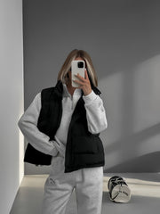 Women'S Plain Color Basic Daily Insulated Puffer Vest