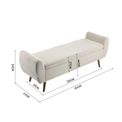 1pc Upholstered Bench Chiar With Storage Box, Padded Bench With Storage Space, Window Seat Bench, End of Bed Bench, Shoe Bench, Footstool With Wooden Legs For Hallway, Living Room, Bedroom, 153*46*54cm