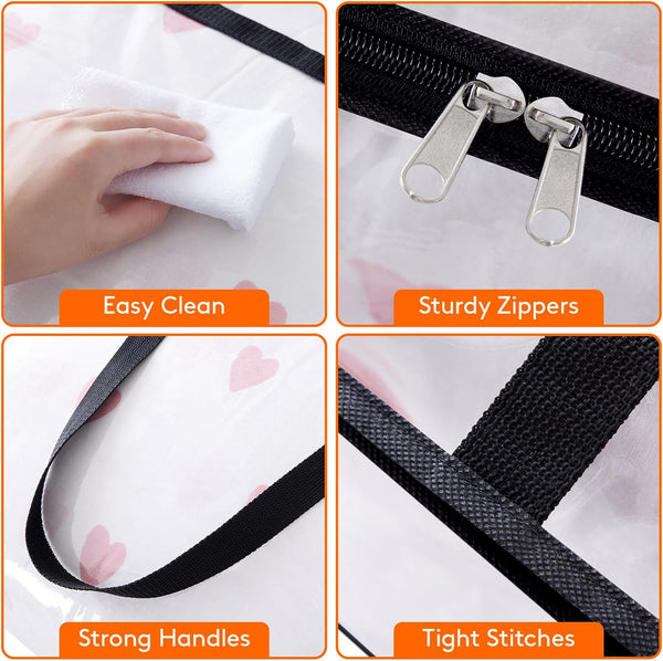 Lifewit 4 Pack Clear Plastic Storage Bags, 40L Foldable Clothes Storage Boxes Wardrobe Organizer Moving Bags with Reinforced Handle for Loft Wardrobe for Bedding Clothes Blanket Duvet