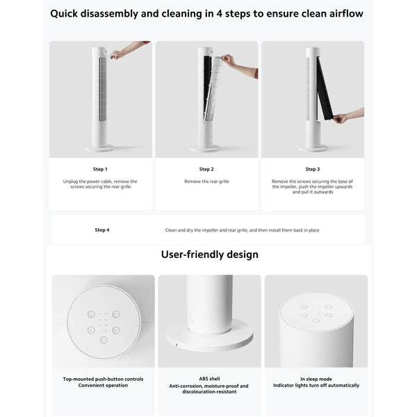 Xiaomi 2 Intelligent Tower Fan, 150° Rotating Tower Fan with Intelligent App Control, 3 Modes, Range 10 m, Energy Efficient