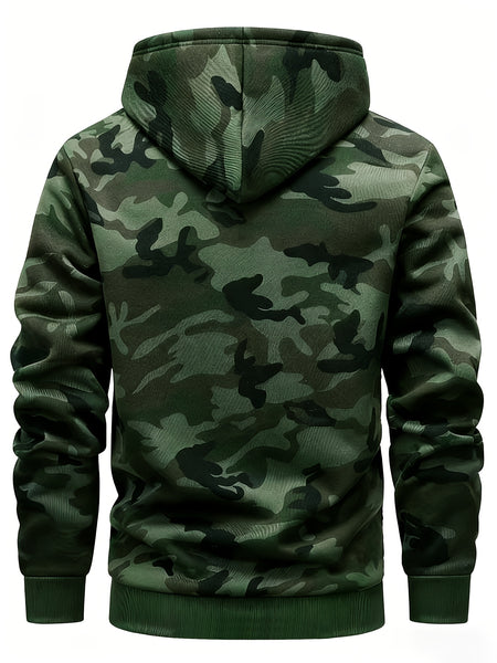 Men's Casual Zip-Up Hooded Jacket with Letter Print, Black & Beige Contrast, Regular Fit, Machine Washable, Front Pockets for Outdoor & Casual Attire