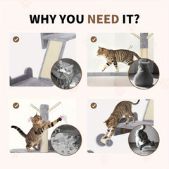 Pet Wall Furniture, 3pcs Cat Shelves with Scratching Posts, Scratching Pads, Perches, Cat Wands, Toy Balls, Corner Design Cat Wall Shelves for Indoor Cats, Kittens, Light Grey