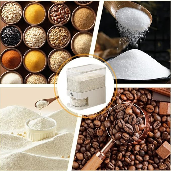 Rice Container Rice Dispenser Kitchen Holder with Measuring Cup, Dry Food Storage Containers, Kitchen Accessories, white, 5L