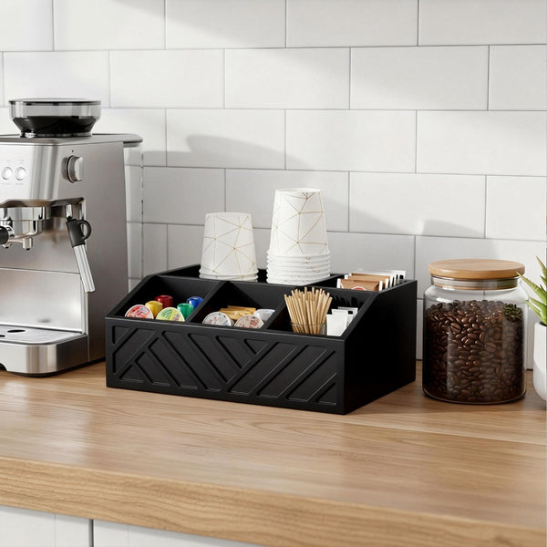 2-Tier Coffee Station Organizer for Countertop, Bar and Tea Accessories Storage Caddy With Counter Shelf for Home and Office