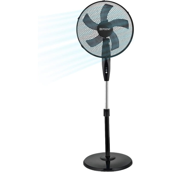 EPISENT 16 Inch Pedestal Fan – Adjustable Height Standing Fan with 3 Speed Settings, Oscillating Cooling Fan with Tilt Head for Home, Bedroom, Office & Living Room